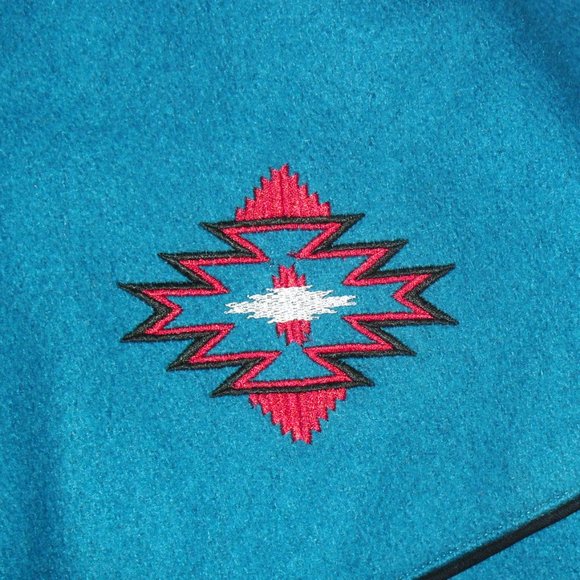 Mid West Garment Mens Aztec Print Vintage Teal Full Zip Jacket Coat sz Large New - Picture 3 of 6
